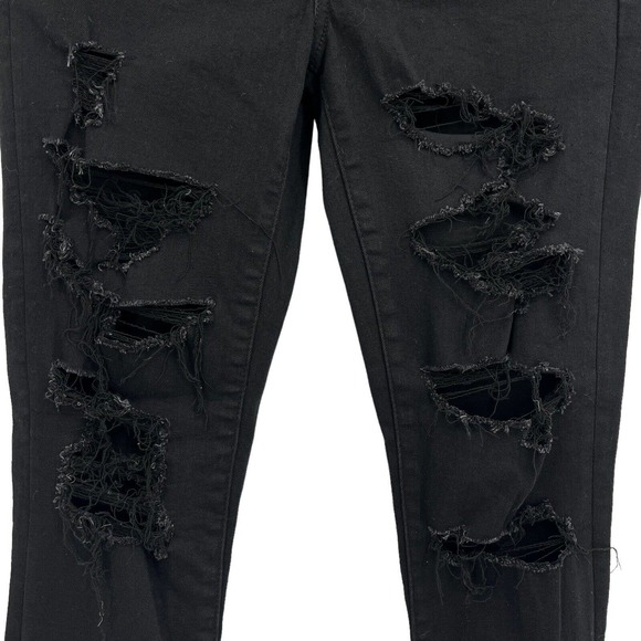 American Eagle Women's Next Level Stretch Distressed Black Skinny Jeans Size 8 - Picture 6 of 11